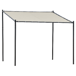 Outsunny Gazebo Pergola Addossata da Giardino 3x3m in Metallo e Poliestere Beige