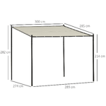 Outsunny-Gazebo-Pergola-Addossata-da-Giardino-3x3m-in-Metallo-e-Poliestere-Beige