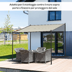 Outsunny-Gazebo-Pergola-Addossata-da-Giardino-3x3m-in-Metallo-e-Poliestere-Beige