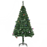 HOMCOM Albero di Natale 150cm con 420 Rami in PVC Ignifughi, Albero di Natale con Decorazioni e Rami Folti, Verde