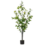 HOMCOM Pianta Finta Albero Camelia con Vaso e 25 Fiori per Interno ed Esterno, Altezza 150cm