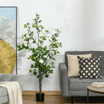 HOMCOM-Pianta-Finta-Albero-Camelia-con-Vaso-e-25-Fiori-per-Interno-ed-Esterno-Altezza-150cm