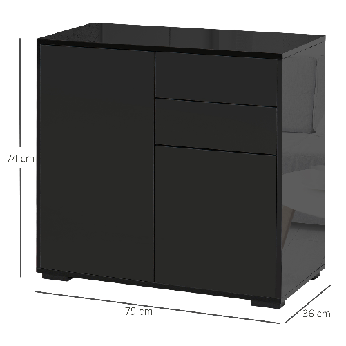 HOMCOM-Mobiletto-Multiuso-con-2-Cassetti-e-2-Armadietti-Apertura-a-Pressione-Mobile-per-Casa-e-Ufficio-79x36x74cm