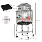 PawHut-Gabbia-per-Uccelli-da-Interni-in-Acciaio-e-Legno-con-Vassoio-4-Ruote-e-Trespolo-50x49x137cm