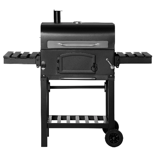Outsunny-Barbecue-a-Carbone-3-in-1-con-Ripiani-Laterali-e-Inferiore-124x66x112-cm-Nera