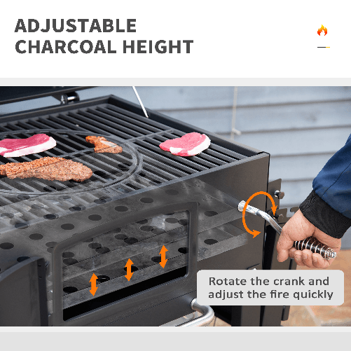 Outsunny-Barbecue-a-Carbone-3-in-1-con-Ripiani-Laterali-e-Inferiore-124x66x112-cm-Nera