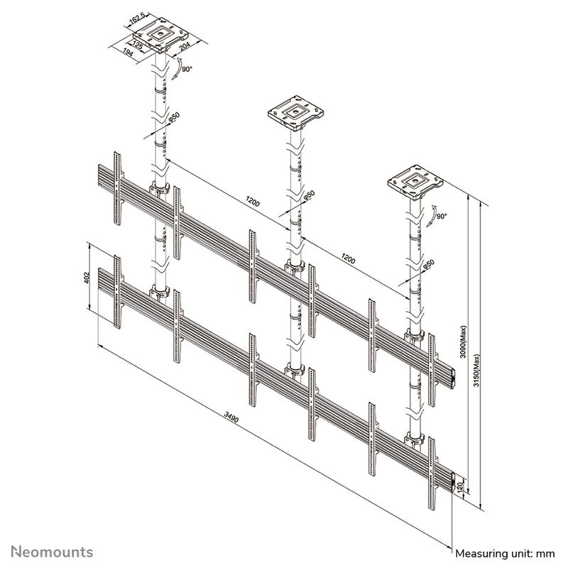 Neomounts-Supporto-da-soffitto-Videowall-Pro-per-schermi-LCD-LED-Plasma