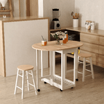 HOMCOM-Set-3-Pezzi-Tavolo-Pieghevole-da-Cucina-e-2-Sgabelli-Salvaspazio---Bianco-e-Legno