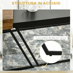 HOMCOM-Set-2-Tavolini-da-Caffe-in-Truciolato-e-Acciaio-Tavolo-Nero-80x60x42-cm-e-Tavolo-Marrone-60x60x46-cm