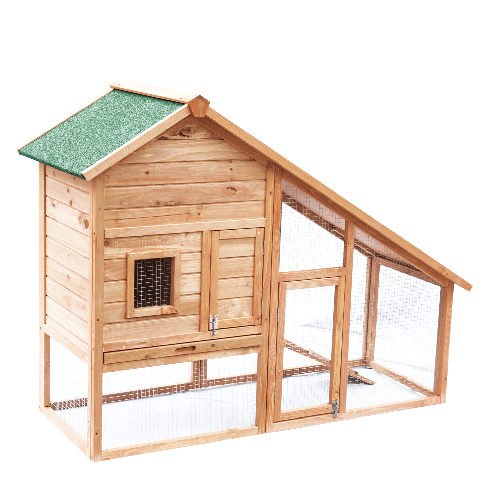 PawHut-Gabbia-per-Conigli-in-Legno-con-Recinto-e-Rampa-Conigliera-da-Esterno-Casetta-per-Porcellino-d-India-con-Tetto-Impermeabile-158x65x120cm