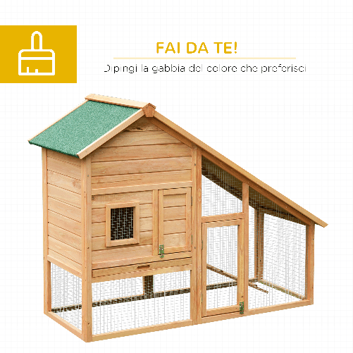 PawHut-Gabbia-per-Conigli-in-Legno-con-Recinto-e-Rampa-Conigliera-da-Esterno-Casetta-per-Porcellino-d-India-con-Tetto-Impermeabile-158x65x120cm