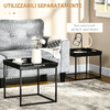 HOMCOM-Set-da-2-Tavolini-da-Caffe-Impilabili-con-Finitura-Lucida-e-Telaio-in-Acciaio-Nero