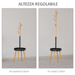 HOMCOM-Albero-Appendiabiti-da-Terra-con-Altezza-Regolabile-e-Tavolino---Nero-Legno