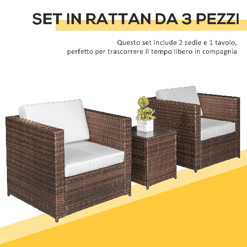Outsunny-Set-Mobili-da-Giardino-Rattan-PE-da-3-Pezzi-2-Poltrone-da-Esterno-Tavolino-e-Cuscini-Marrone