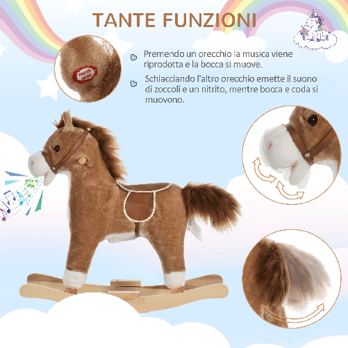 HOMCOM-Cavallo-a-Dondolo-Giocattolo-con-Suoni-Realistici-per-Bambini-36-72-Mesi-Include-2-Batterie-AA-Marrone