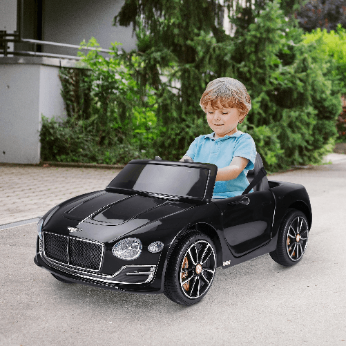 HOMCOM-Macchina-Elettrica-per-Bambini-Bentley-con-2-Portiere-Guida-Manuale-e-Telecomando-Fari-e-Suoni-108x60x43cm-Nero