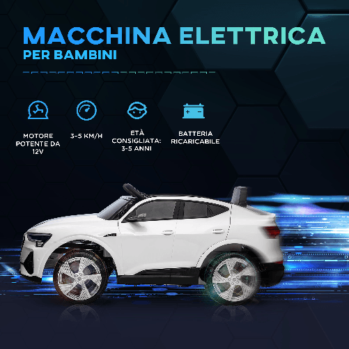 HOMCOM-Macchina-Elettrica-per-Bambini-12V-con-Telecomando-Velocita-3-5km-h-Luci-e-Musica-Eta-3-5-Anni-Bianco