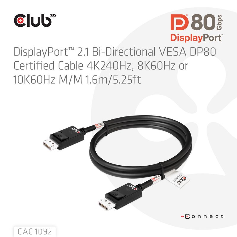 CLUB3D-CAC-1092-cavo-DisplayPort-16-m-Nero