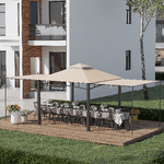 Outsunny Gazebo-da-Giardino-3x3-m-con-Tenda-Parasole-Laterale-Altezza-288-cm-Cachi