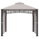 Outsunny Gazebo-da-Giardino-3x3-m-con-Tenda-Parasole-Laterale-Altezza-288-cm-Cachi