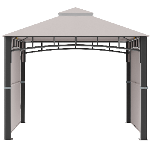 Outsunny Gazebo-da-Giardino-3x3-m-con-Tenda-Parasole-Laterale-Altezza-288-cm-Cachi