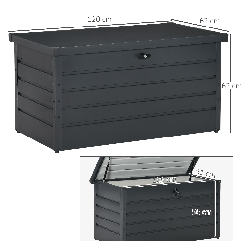 Outsunny-Panca-Baule-Contenitore-da-Giardino-con-Chiave-Cassapanca-Moderna-in-Acciaio-Grigio-120x62x62cm