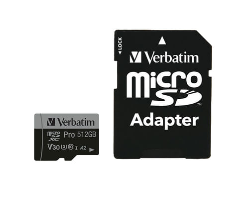 Verbatim-47046-memoria-flash-512-GB-MicroSDXC-UHS-I-Classe-10--Verbatim-PRO-MicroSDXC-512GB-inc-Adapter-