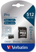 Verbatim-47046-memoria-flash-512-GB-MicroSDXC-UHS-I-Classe-10--Verbatim-PRO-MicroSDXC-512GB-inc-Adapter-