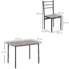 HOMCOM-Set-Tavolo-e-Sedie-5-Pezzi-Salvaspazio-con-Tavolo-da-Cucina-Rettangolare-e-4-Sedie-Moderne-in-MDF-e-Acciaio