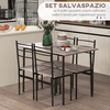 HOMCOM-Set-Tavolo-e-Sedie-5-Pezzi-Salvaspazio-con-Tavolo-da-Cucina-Rettangolare-e-4-Sedie-Moderne-in-MDF-e-Acciaio