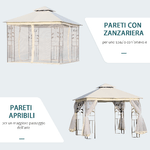 Outsunny-Gazebo-da-Giardino-3x3m-con-Zanzariera-Telaio-in-Acciaio-e-Doppio-Tettuccio-Bianco