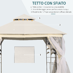 Outsunny-Gazebo-da-Giardino-3x3m-con-Zanzariera-Telaio-in-Acciaio-e-Doppio-Tettuccio-Bianco