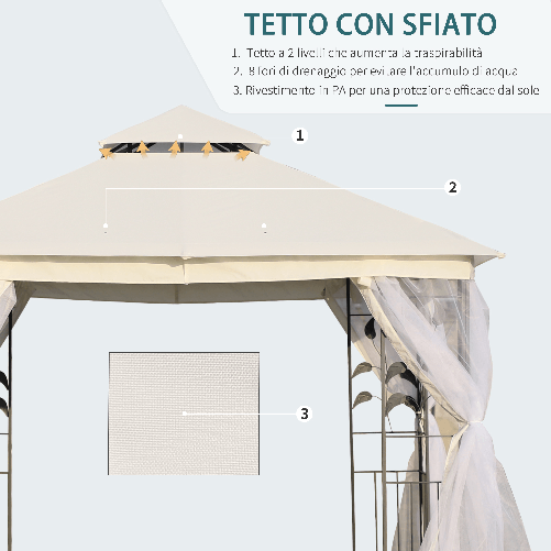 Outsunny-Gazebo-da-Giardino-3x3m-con-Zanzariera-Telaio-in-Acciaio-e-Doppio-Tettuccio-Bianco