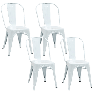 HOMCOM Set da 4 Sedie da Cucina Impilabili dallo Stile Industriale in Acciaio,  45x53x85 cm, Bianco