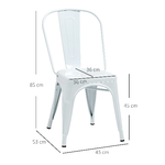 HOMCOM-Set-da-4-Sedie-da-Cucina-Impilabili-dallo-Stile-Industriale-in-Acciaio--45x53x85-cm-Bianco