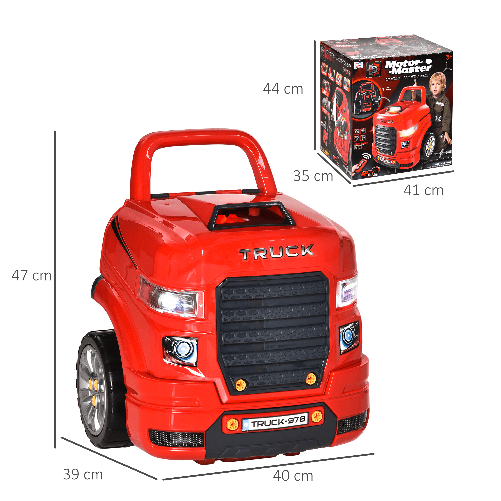 HOMCOM-Officina-Camion-Giocattolo-con-Motore-e-61-Accessori-per-Bambini-3-5-Anni-Ruote-e-Maniglia-40x39x47cm---Rosso