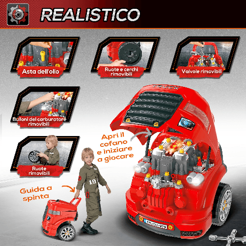 HOMCOM-Officina-Camion-Giocattolo-con-Motore-e-61-Accessori-per-Bambini-3-5-Anni-Ruote-e-Maniglia-40x39x47cm---Rosso