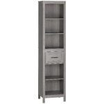 kleankin Colonna Bagno in Truciolato con 5 Ripiani Aperti e un Cassetto, 42x30x170 cm, Grigio