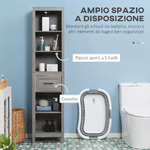 kleankin-Colonna-Bagno-in-Truciolato-con-5-Ripiani-Aperti-e-un-Cassetto-42x30x170-cm-Grigio