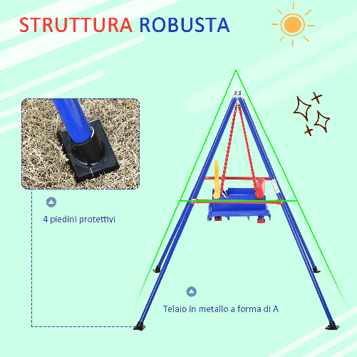 Outsunny-Altalena-per-Bambini-da-Giardino-con-Struttura-in-Metallo-Seggiolino-con-Cintura-di-Sicurezza-Capacita-di-peso-30kg-140x110x120cm