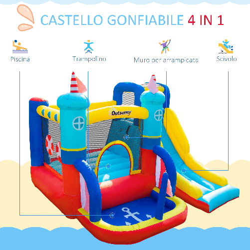 Outsunny-Castello-Gonfiabile-4-in-1-Bimbi-3-8-Anni-Scivolo-e-Piscina-265x260x200cm