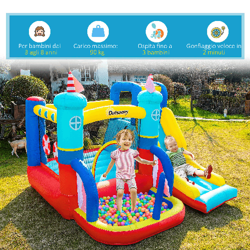 Outsunny-Castello-Gonfiabile-4-in-1-Bimbi-3-8-Anni-Scivolo-e-Piscina-265x260x200cm