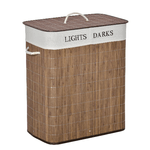 HOMCOM Cesto per Biancheria Bambù da 100L con 2 Scomparti, Coperchio e Maniglie, 52x32x63cm - Marrone