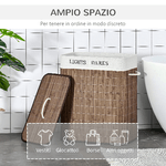 HOMCOM-Cesto-per-Biancheria-Bambu-da-100L-con-2-Scomparti-Coperchio-e-Maniglie-52x32x63cm---Marrone