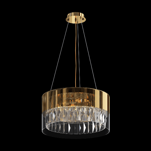 Lampadario-Contemporaneo-Wonderland-Acciaio-Oro-4-Luci-Diffusori-Vetro