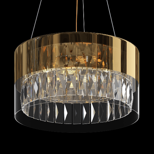 Lampadario-Contemporaneo-Wonderland-Acciaio-Oro-4-Luci-Diffusori-Vetro