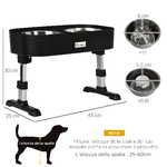 PawHut-Set-di-Ciotole-Rialzate-per-Cani-in-acciaio-con-Altezza-Regolabile-su-4-Livelli-Nero