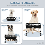 PawHut-Set-di-Ciotole-Rialzate-per-Cani-in-acciaio-con-Altezza-Regolabile-su-4-Livelli-Nero