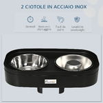 PawHut-Set-di-Ciotole-Rialzate-per-Cani-in-acciaio-con-Altezza-Regolabile-su-4-Livelli-Nero