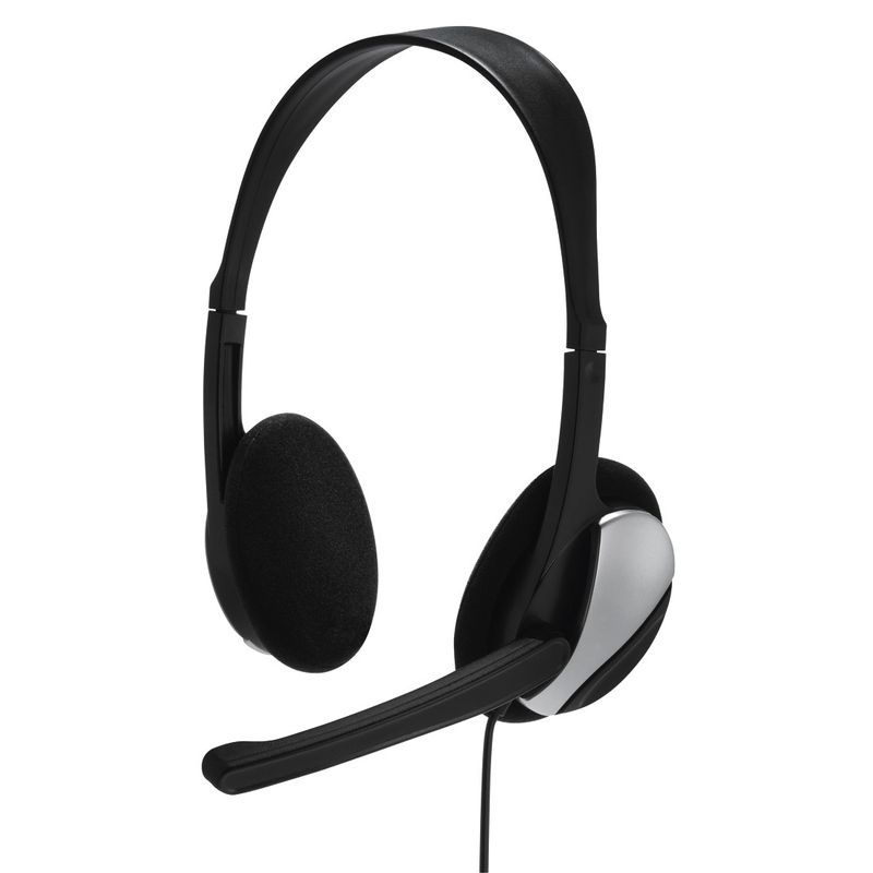 Hama-Essential-HS-200-Auricolare-Cablato-A-Padiglione-Musica-e-Chiamate-Nero-Argento--PC-Headset-BLK---Hama-HS-P100-PC-O